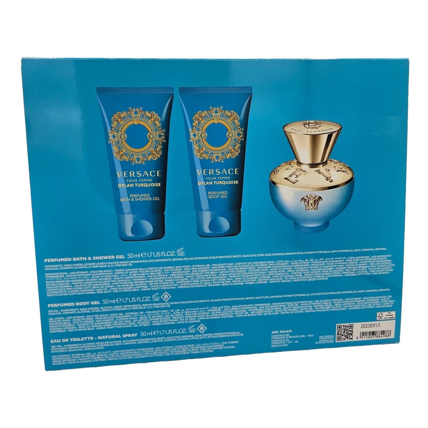 Versace Pour Femme Dylan Turquoise EDT 50 ml + Body Gel 50 ml + Duschgel 50 ml