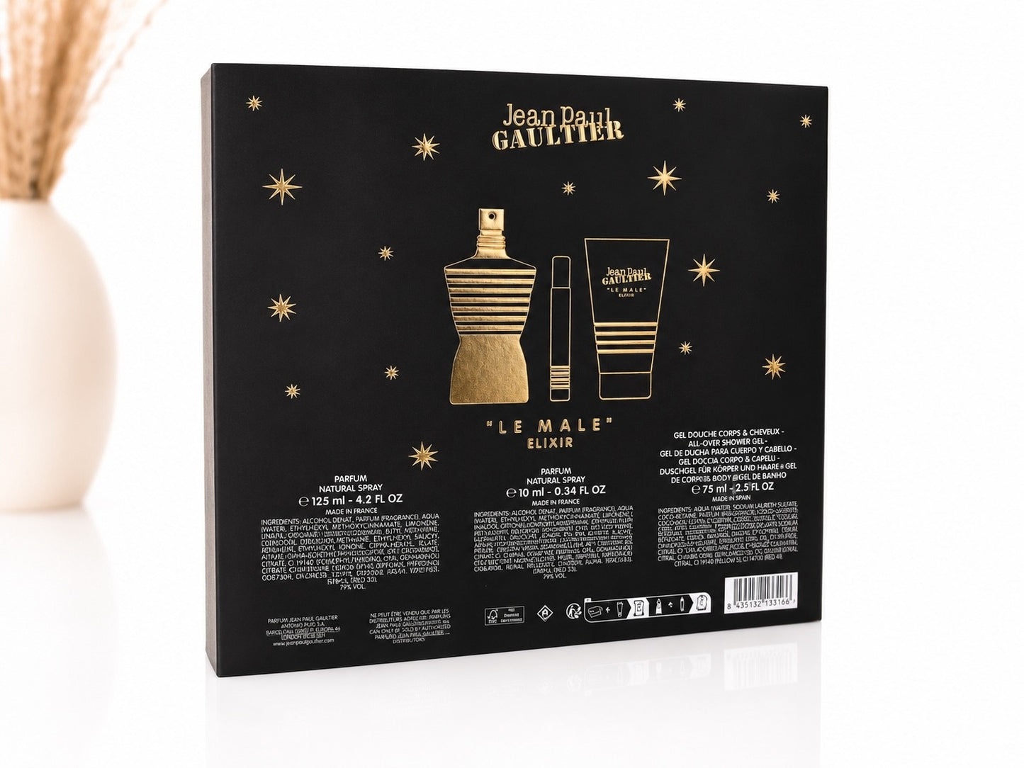 Jean Paul Gaultier Le Male Elixir Set 125ml EDP + 75ml Duschgel + 10ml Spray Neu
