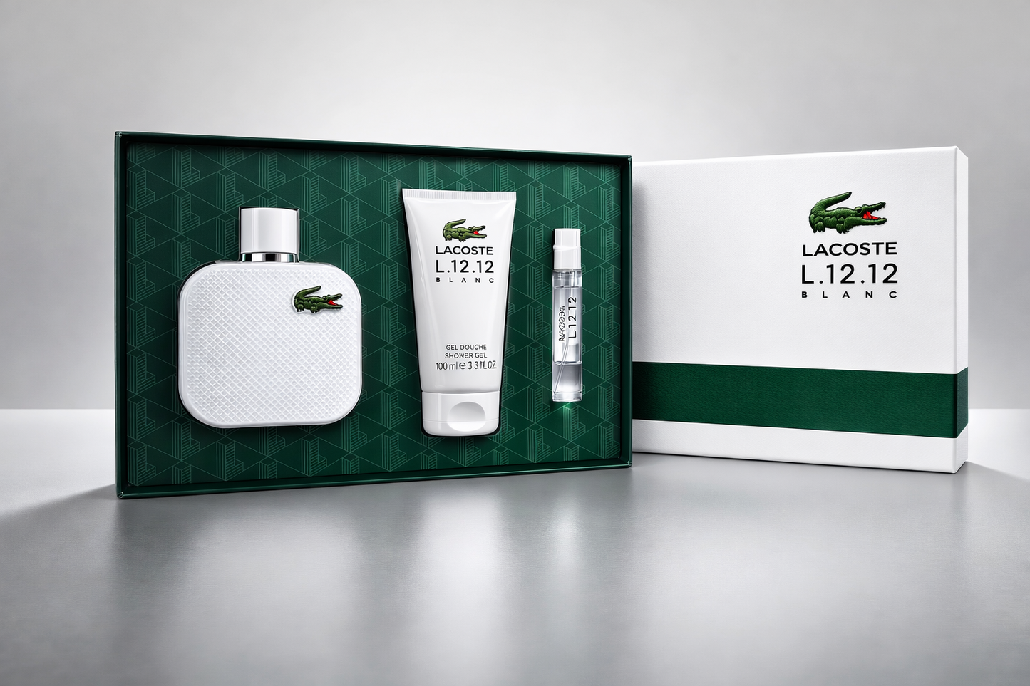 Lacoste L.12.12 Blanc Eau de Toilette 100 ml & EDT 7,5 ml & Duschgel 100 ml