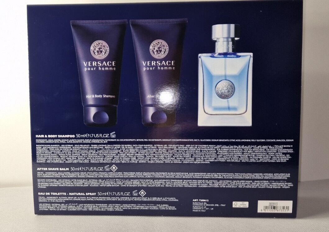 Versace Pour Homme Eau de Toilette 50 ml + After Shave Balm 50ml + Duschgel 50ml