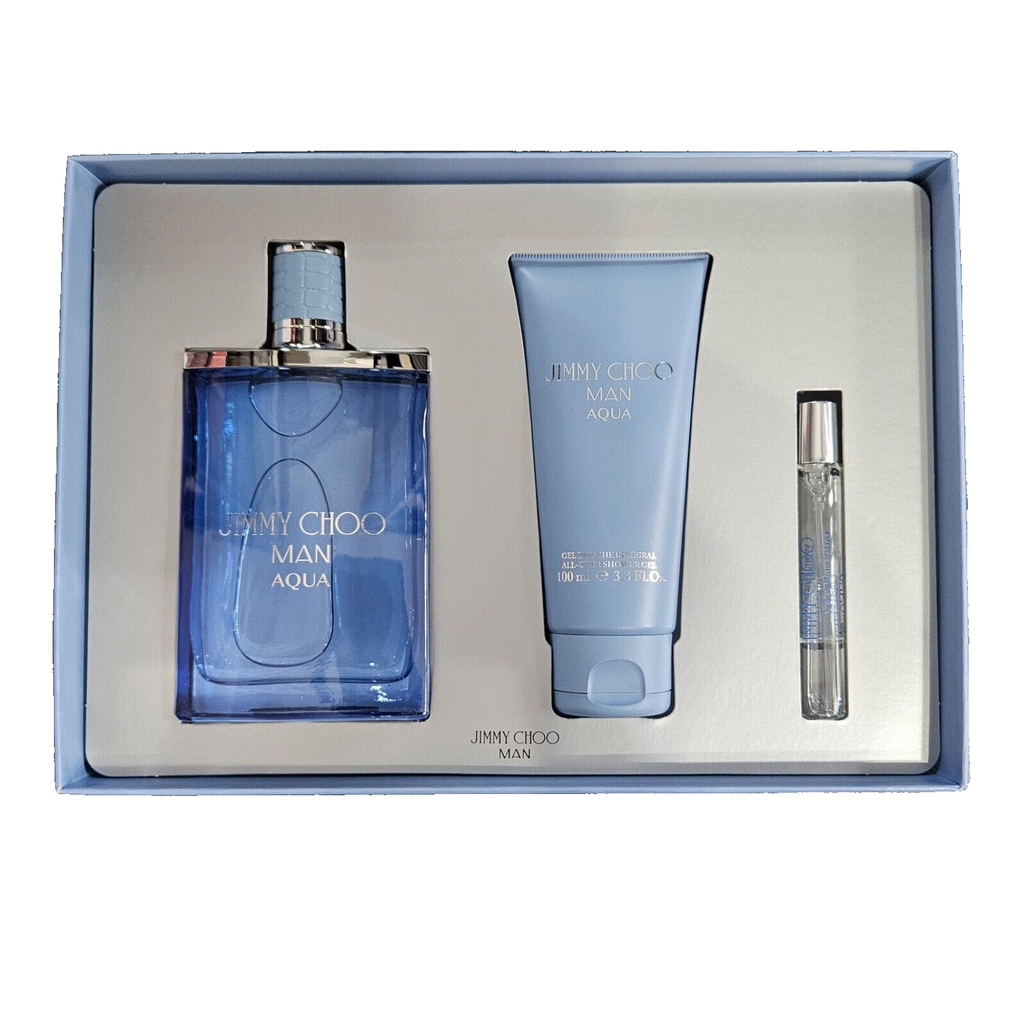 JIMMY CHOO Man Aqua 100 ml Eau De Toilette & 7,5 ml EDT & Duschgel 100 ml