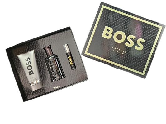 Hugo Boss Bottled Parfum Spray - 100 ml & Parfum 10 ml & Duschgel 100 ml