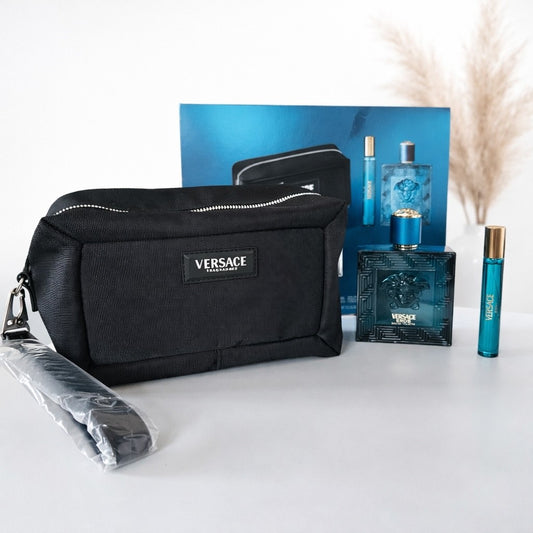 Versace Eros Geschenkset 100ml + 10ml EDT + Kosmetiktasche Herren Duft NEU OVP