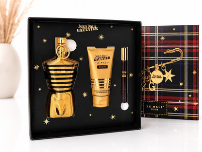 Jean Paul Gaultier Le Male Elixir Set 125ml EDP + 75ml Duschgel + 10ml Spray Neu