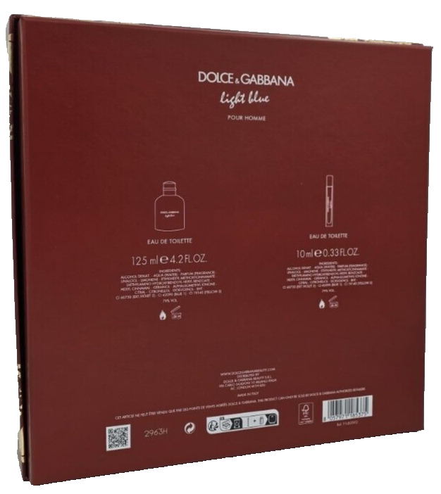 Dolce & Gabbana Light Blue Pour Homme 125ml Eau de Toilette & 10 ml EDT SET