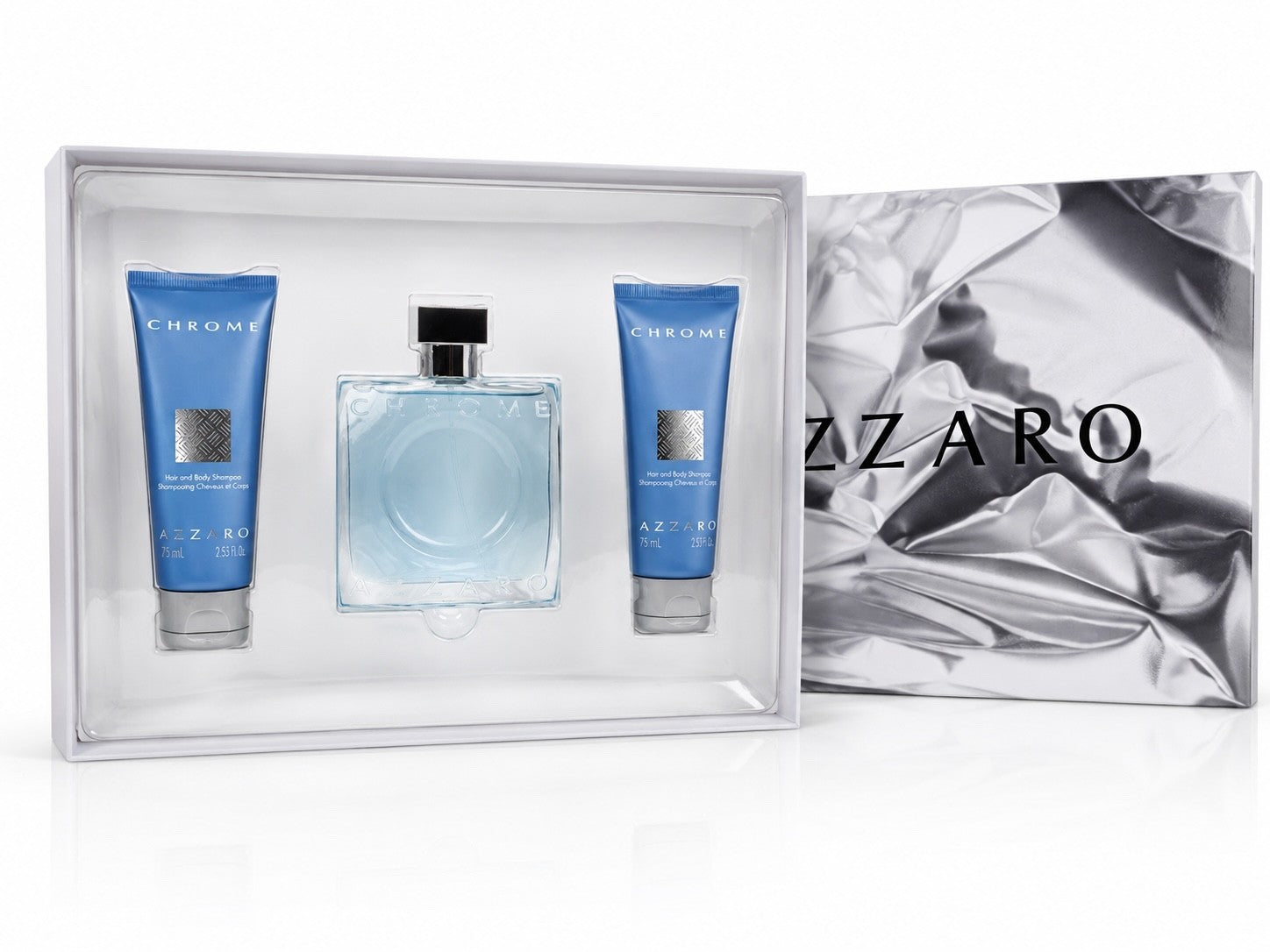 Azzaro Chrome  Eau De Toilette 100 ml & 2 x Hair & Body Shampoo 75 ml Neu & Ovp
