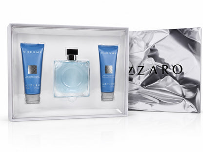 Azzaro Chrome  Eau De Toilette 100 ml & 2 x Hair & Body Shampoo 75 ml Neu & Ovp