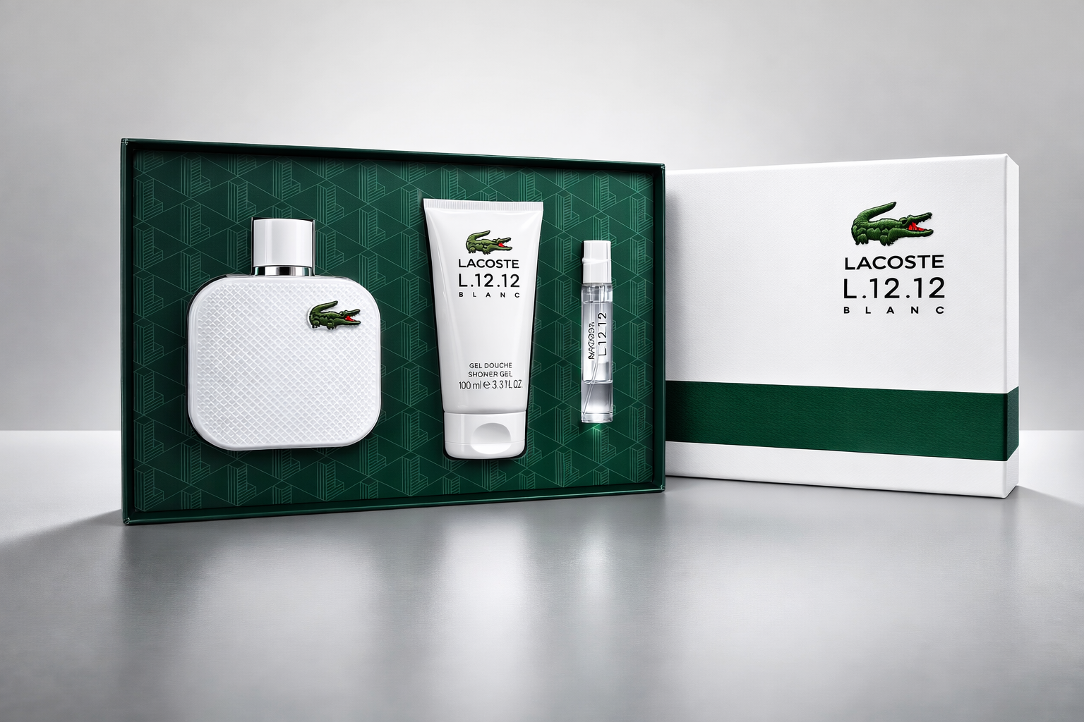 Lacoste L.12.12 Blanc Eau de Toilette 100 ml & EDT 7,5 ml & Duschgel 100 ml