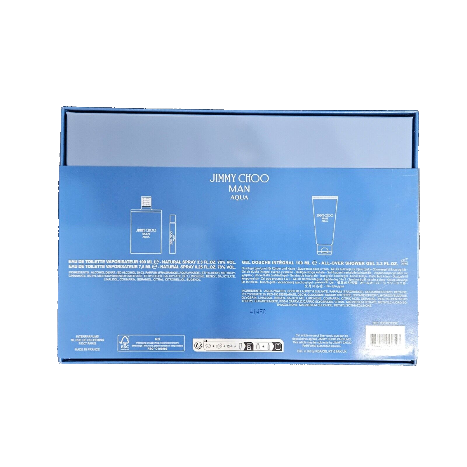 JIMMY CHOO Man Aqua 100 ml Eau De Toilette & 7,5 ml EDT & Duschgel 100 ml