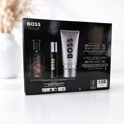 Hugo Boss Bottled Parfum Spray - 100 ml & Parfum 10 ml & Duschgel 100 ml